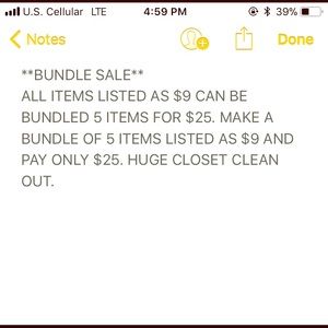 BUNDLE SALE 5 items = $25
